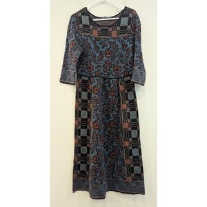 Peruvian Connection 100% Pima Cotton Half Sleeve Multicolored Dress Size Medium